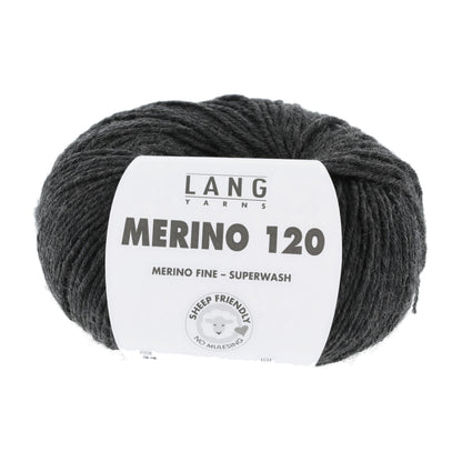 LANG YARNS Merino 120 in donkergrijs melange - duurzaam en zacht merinogaren