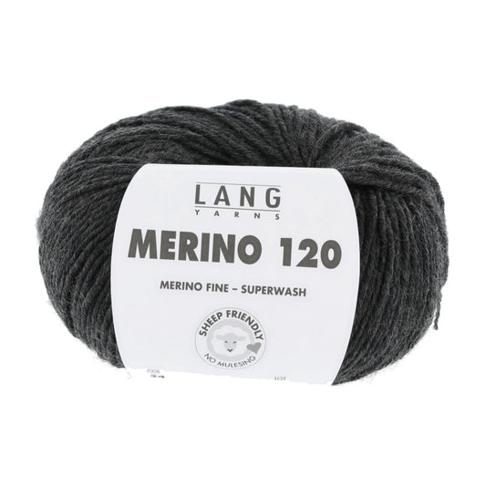 LANG YARNS Merino 120 in donkergrijs melange - duurzaam en zacht merinogaren