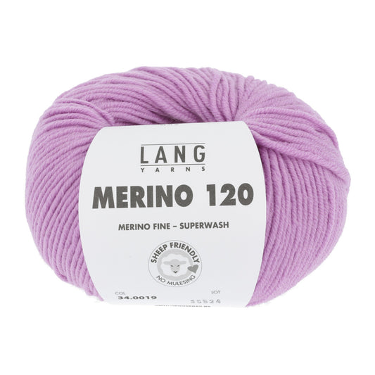 LANG YARNS Merino 120 in donkerroze - luxe merinowol voor breien en haken