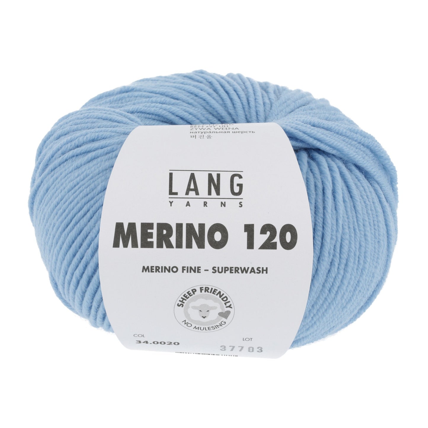 LANG YARNS Merino 120 in lichtblauw - superzacht garen voor warme mutsen