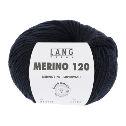 LANG YARNS Merino 120 in nachtblauw - hoogwaardig merinogaren voor truien