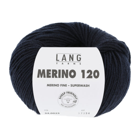 LANG YARNS Merino 120 in nachtblauw - hoogwaardig merinogaren voor truien