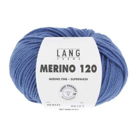 LANG YARNS Merino 120 in kobalt - luxe merinowol voor breien en haken