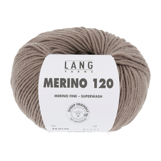 LANG YARNS Merino 120 in grijsbruin - hoogwaardig merinogaren voor babykleding