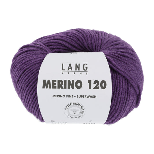 LANG YARNS Merino 120 in lila - superzacht garen voor truien