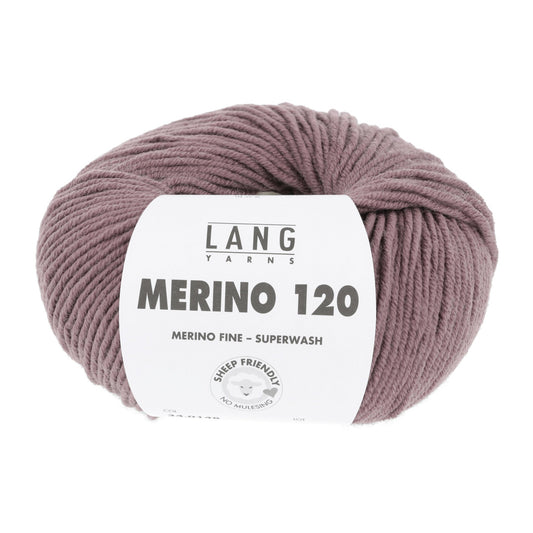 LANG YARNS Merino 120 in donker oudroze - hoogwaardig merinogaren voor babykleding