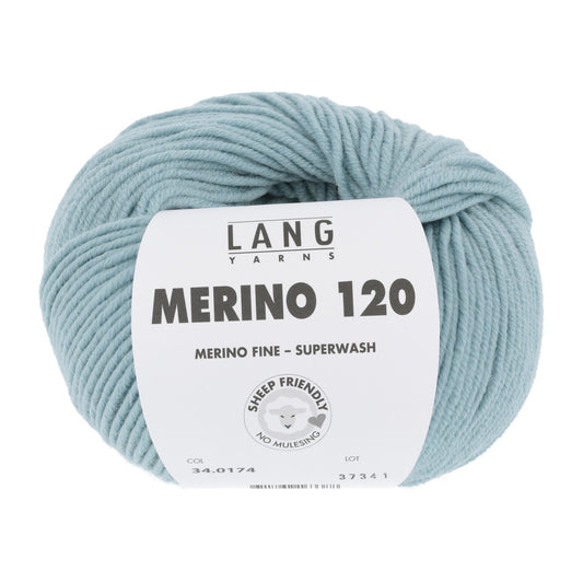 LANG YARNS Merino 120 in munt donker - superzacht merinogaren voor truien