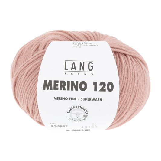 LANG YARNS Merino 120 in poederroze - hoogwaardig merinogaren voor babykleding