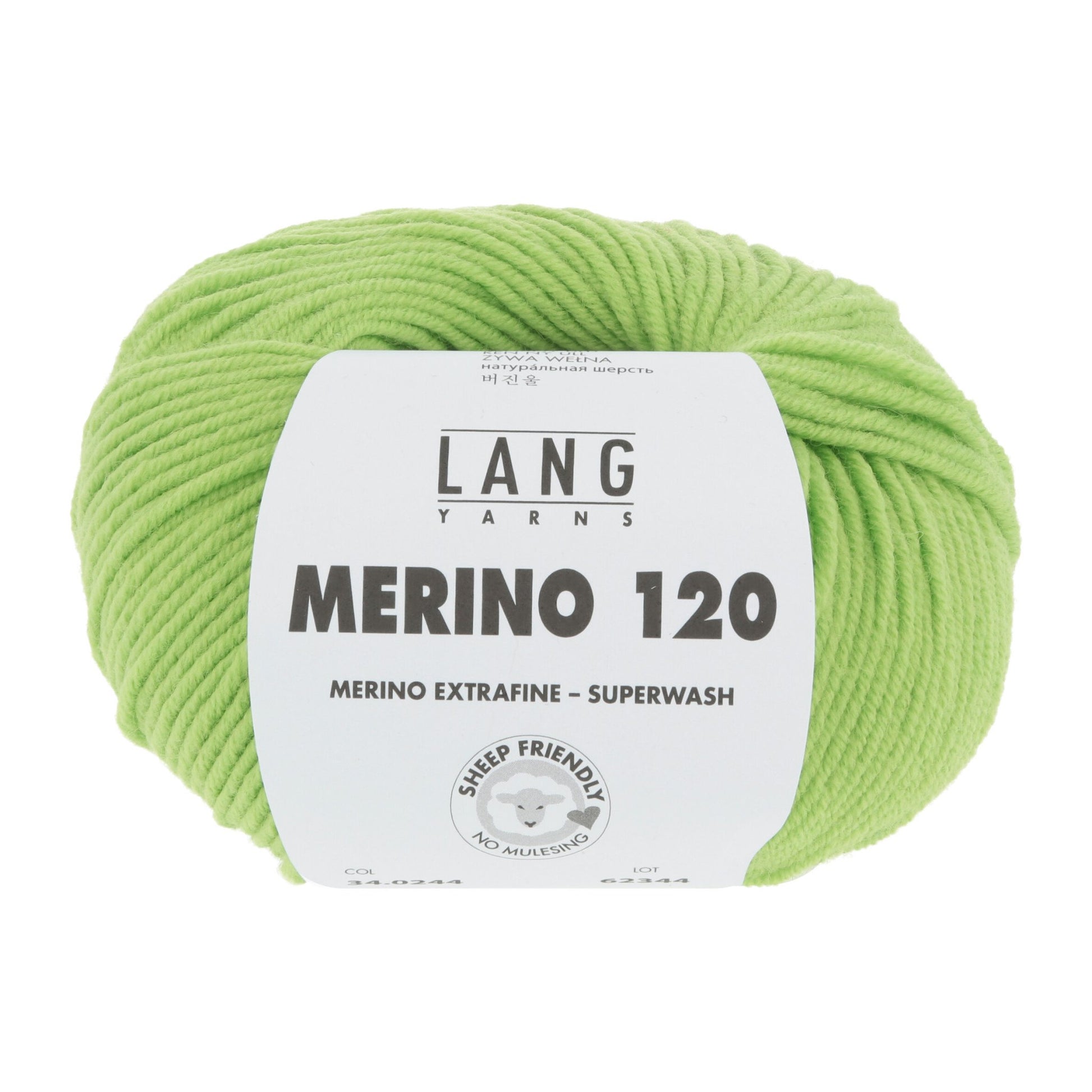 LANG YARNS Merino 120 in limoen - superzacht merinogaren voor truien