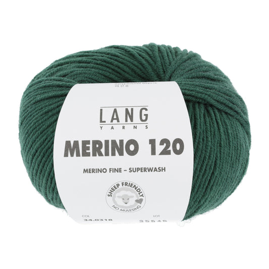LANG YARNS Merino 120 in donkergroen - hoogwaardig merinogaren voor babykleding