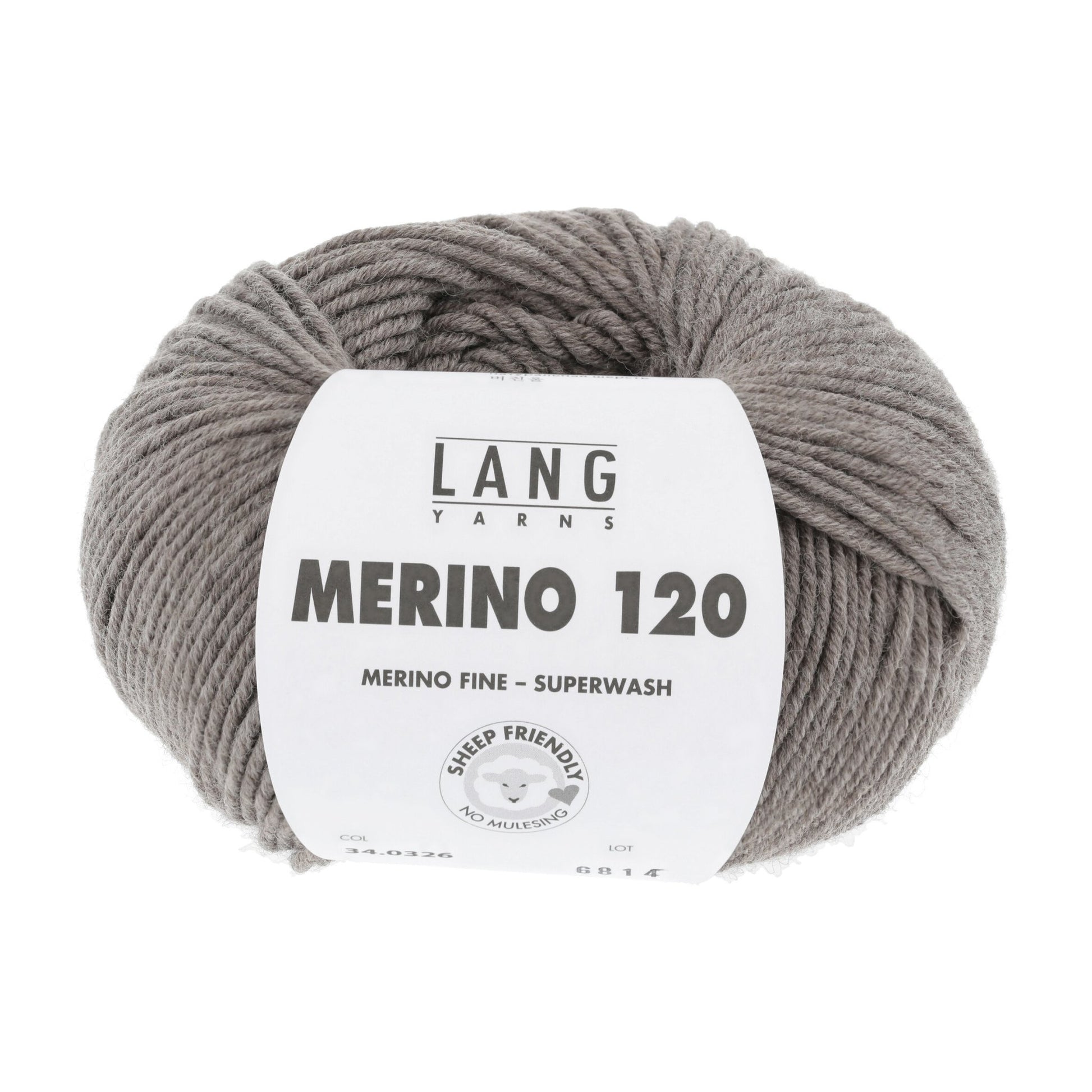 LANG YARNS Merino 120 in donker beige melange - superzacht merinogaren voor truien