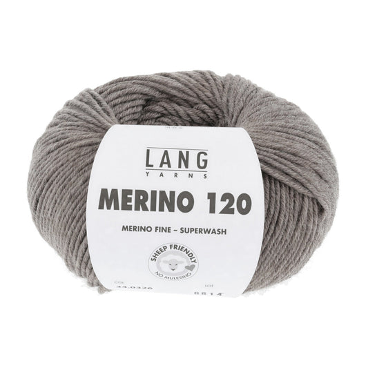 LANG YARNS Merino 120 in donker beige melange - superzacht merinogaren voor truien