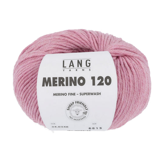 LANG YARNS Merino 120 in roze melange - luxe merinowol voor breien en haken