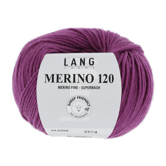 LANG YARNS Merino 120 in bessen - hoogwaardig merinogaren voor babykleding