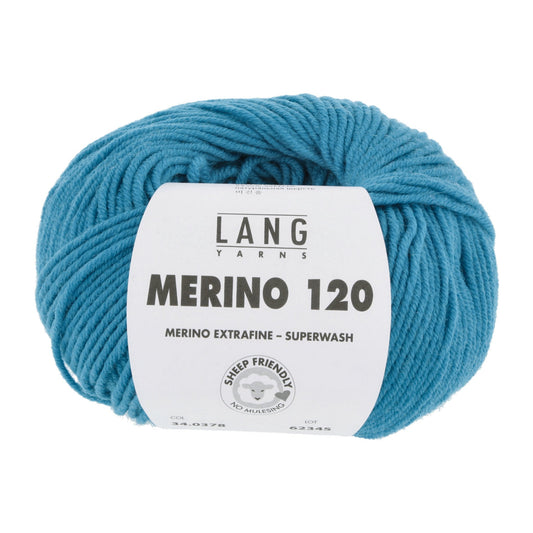 LANG YARNS Merino 120 in turquoise - luxe merinowol voor breien en haken