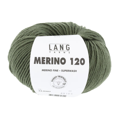 LANG YARNS Merino 120 in krokodillengroen - perfect voor warme mutsen