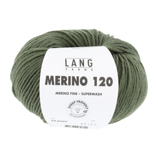 LANG YARNS Merino 120 in krokodillengroen - perfect voor warme mutsen
