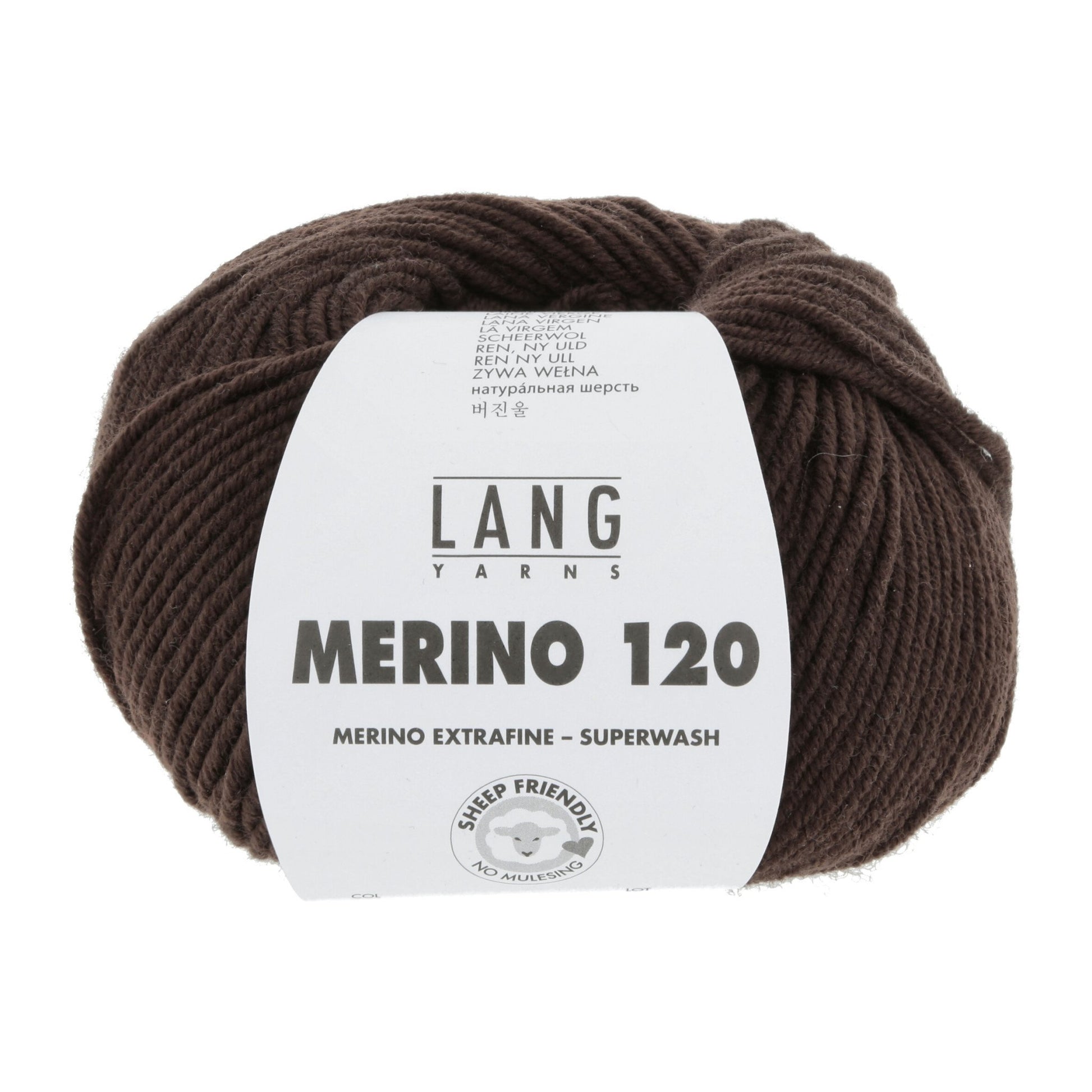 LANG YARNS Merino 120 in donkerbruin - hoogwaardig merinogaren voor babykleding