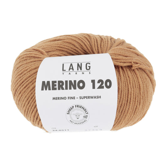 LANG YARNS Merino 120 in cognac - superzacht merinogaren voor truien