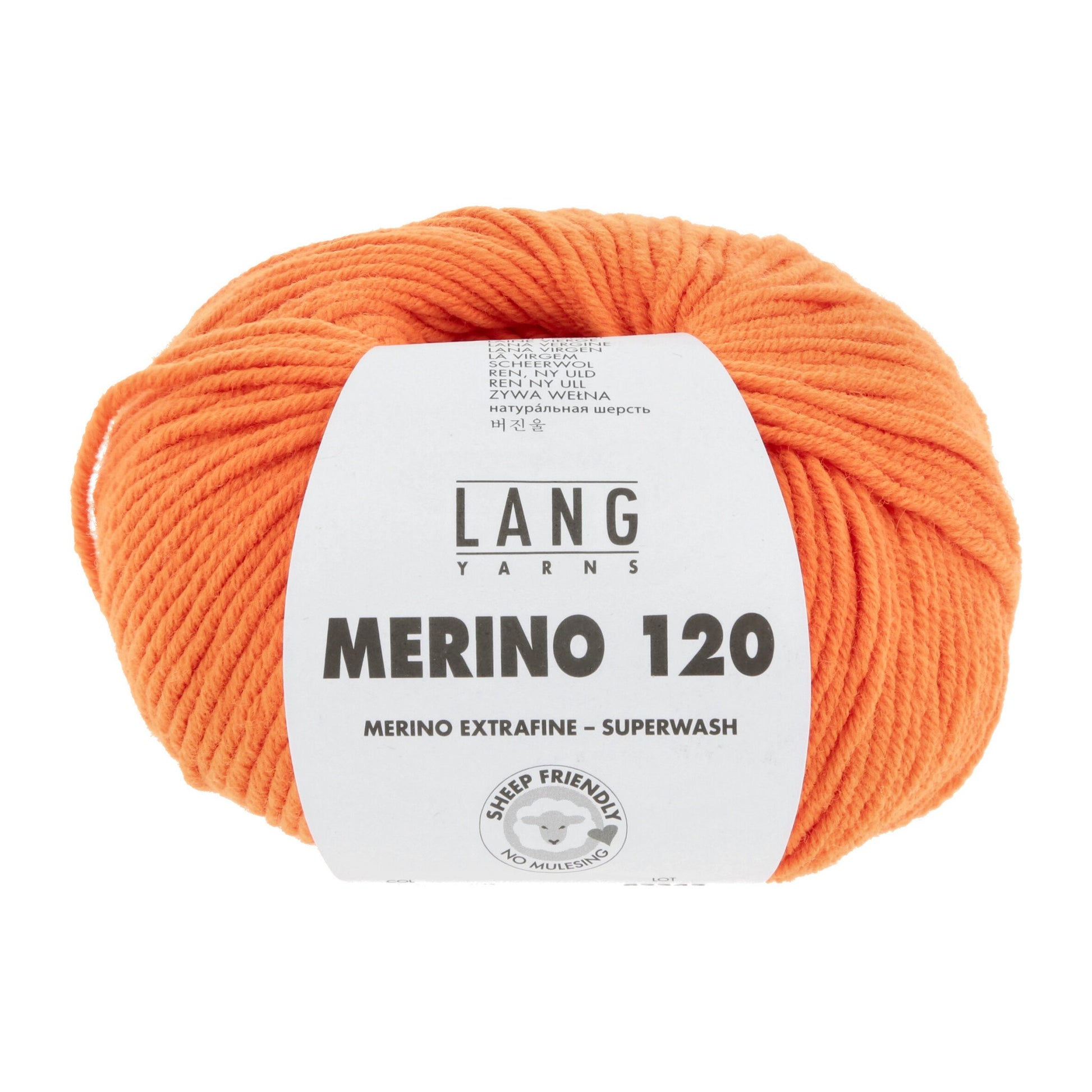LANG YARNS Merino 120 in neon oranje - hoogwaardig merinogaren voor babykleding