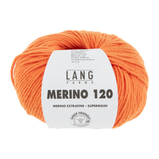 LANG YARNS Merino 120 in neon oranje - hoogwaardig merinogaren voor babykleding