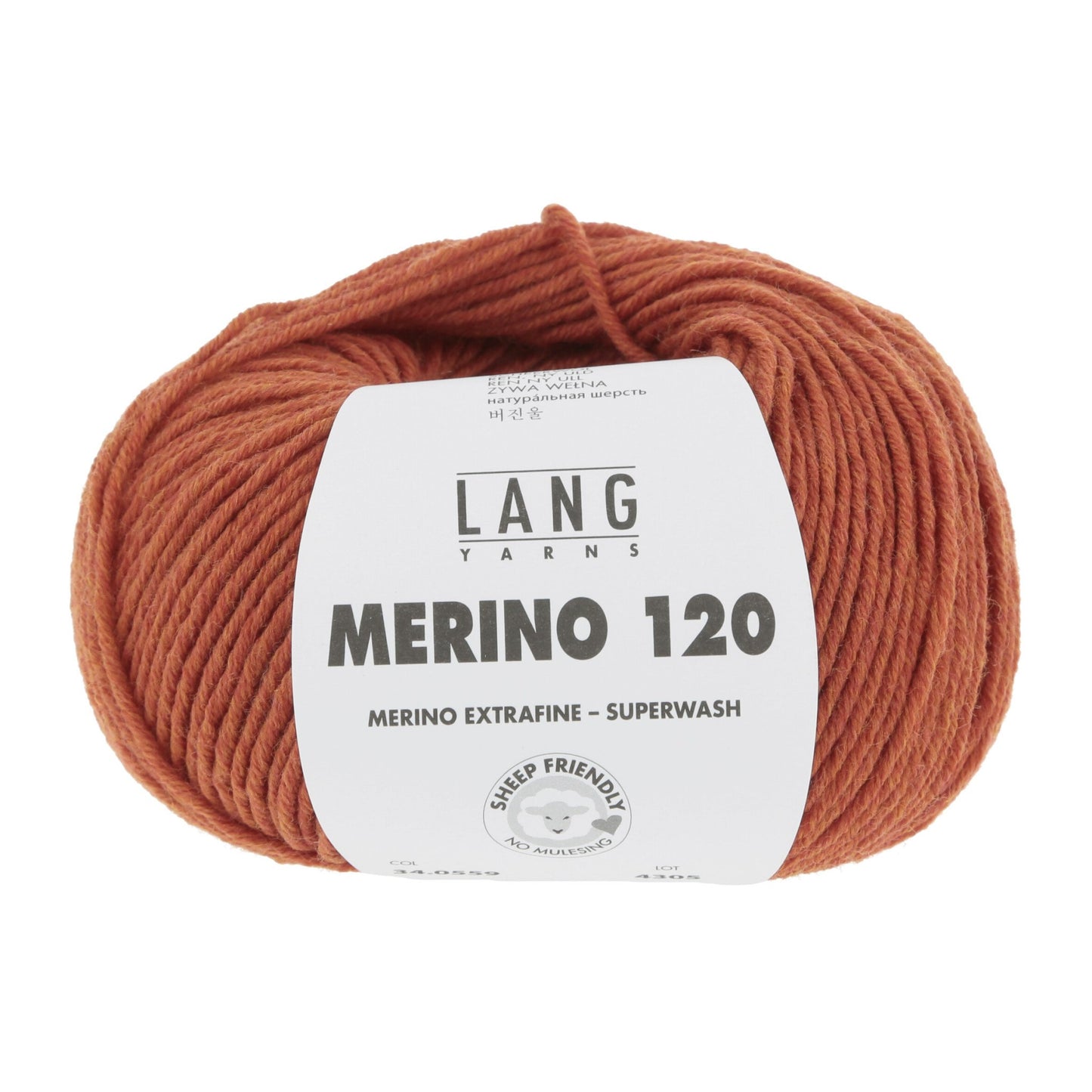 LANG YARNS Merino 120 in oranje - superzacht garen voor truien