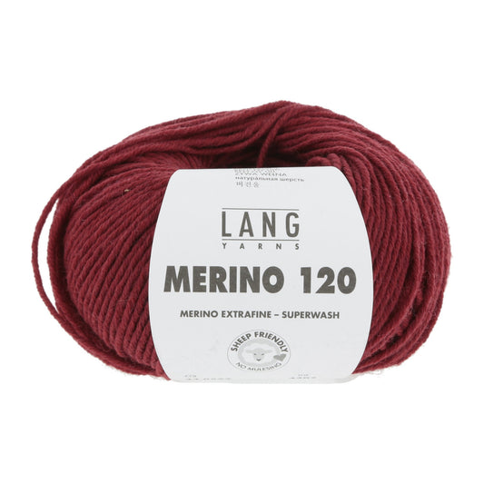 LANG YARNS Merino 120 in donkerrood melange - duurzaam en zacht merinogaren