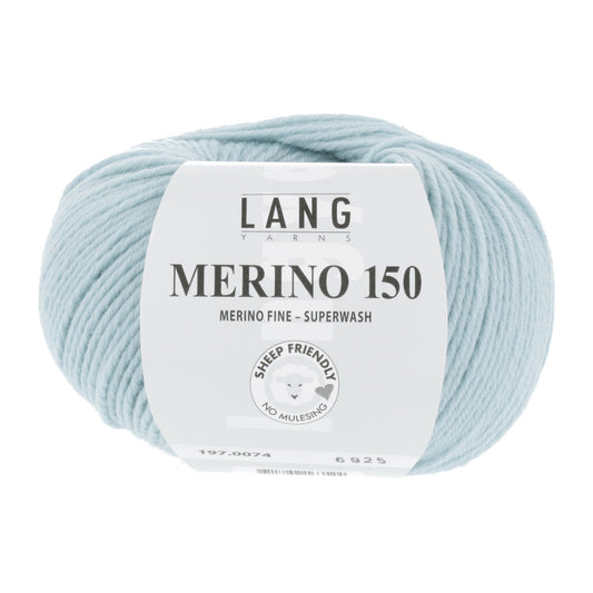 LANG YARNS Merino 150 in ijsblauw - superzacht merinowol garen voor babykleding