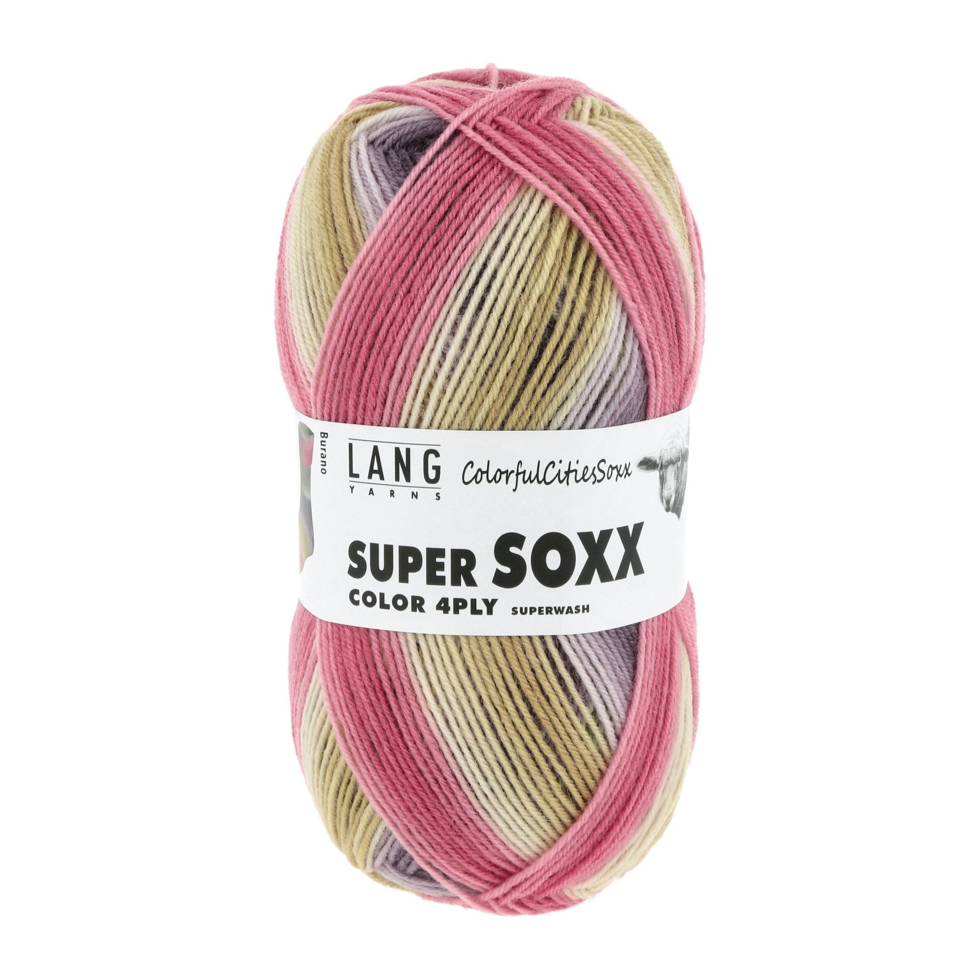 LANG Yarns Super Soxx 4-ply sokkengaren in Burano – geschikt voor verschillende naalddiktes