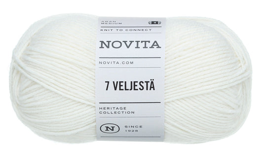 Novita 7 Brothers/7 Veljesta in wit – 8-draads sokkenwol voor breien en haken