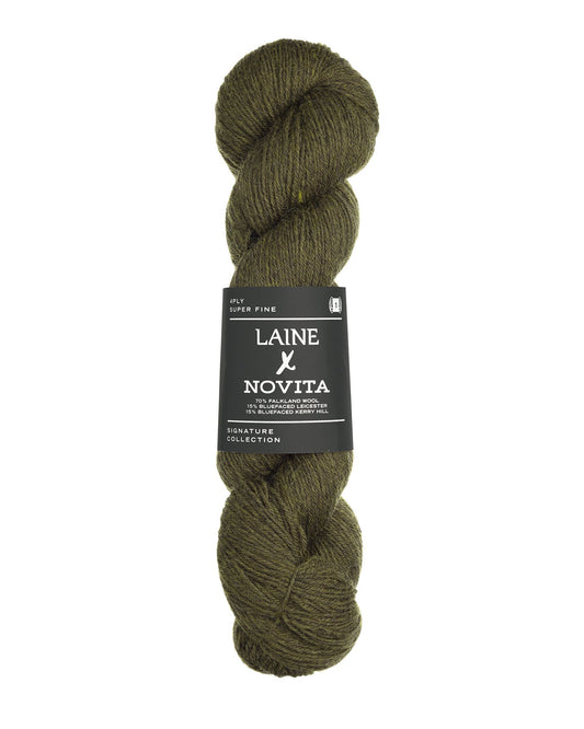 Novita Laine 4ply breigaren in earthy olive - natuurlijke kleur voor duurzame stijl