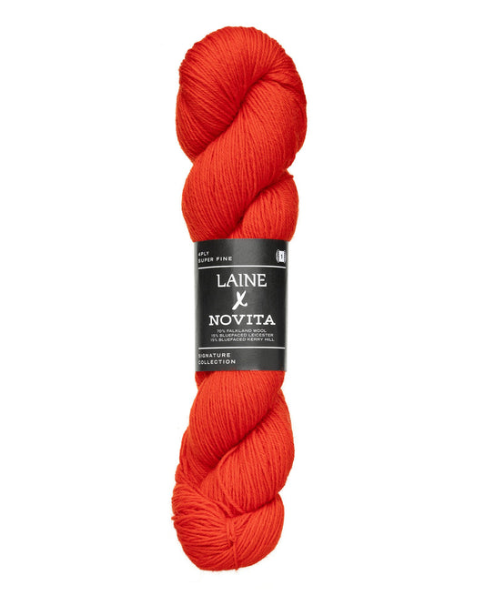 Novita Laine 4ply breigaren in sunset poppy - levendige kleur voor opvallende stukken