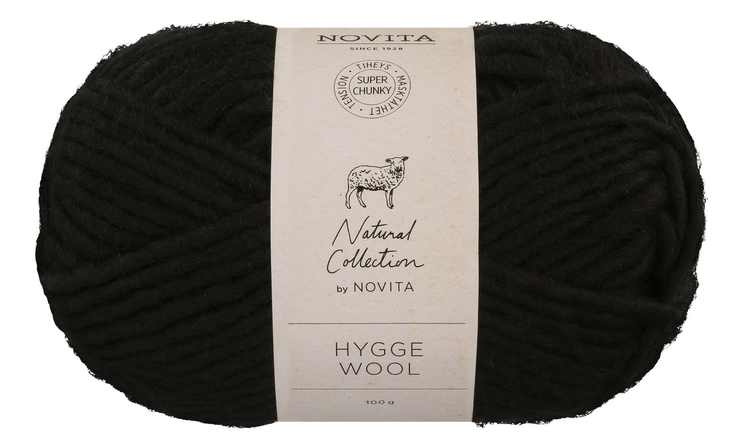 Novita Hygge Wool in black - dikke breigaren voor mutsen en sjaals