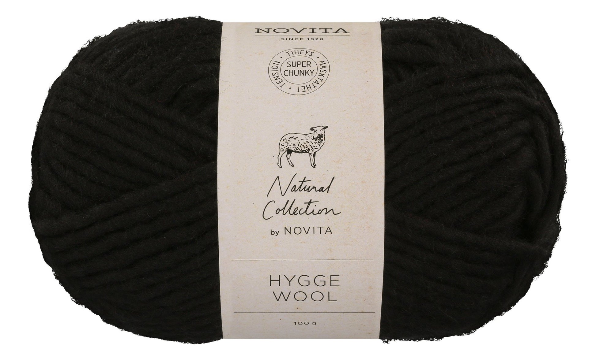 Novita Hygge Wool in black - dikke breigaren voor mutsen en sjaals