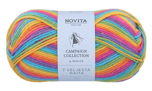 Novita Raita breigaren in 980 rainbow – gestreepte sokkenwol voor breien en haken