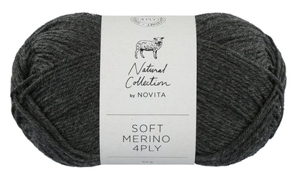 Novita Soft Merino 4-ply in graphite - duurzaam en mulesing free garen