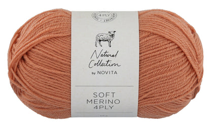 Novita Soft Merino 4-ply in peach - zachte merinowol voor babykleding