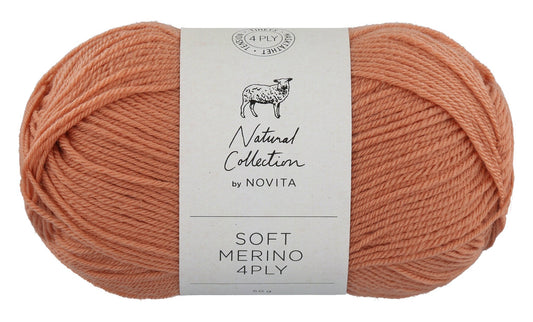 Novita Soft Merino 4-ply in peach - zachte merinowol voor babykleding