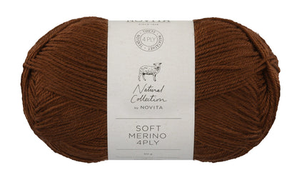Novita Soft Merino 4-ply in cola - duurzaam en mulesing free garen
