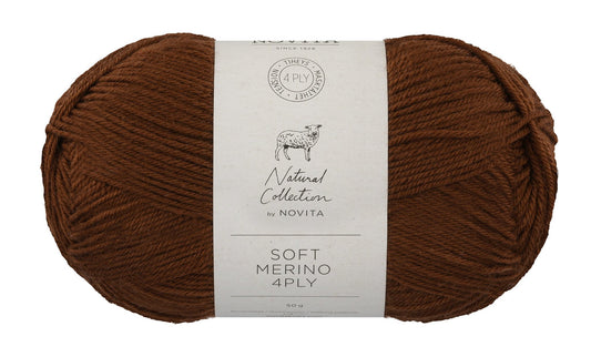 Novita Soft Merino 4-ply in cola - duurzaam en mulesing free garen