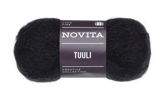 Novita Tuuli breigaren in black - zacht mohair garen