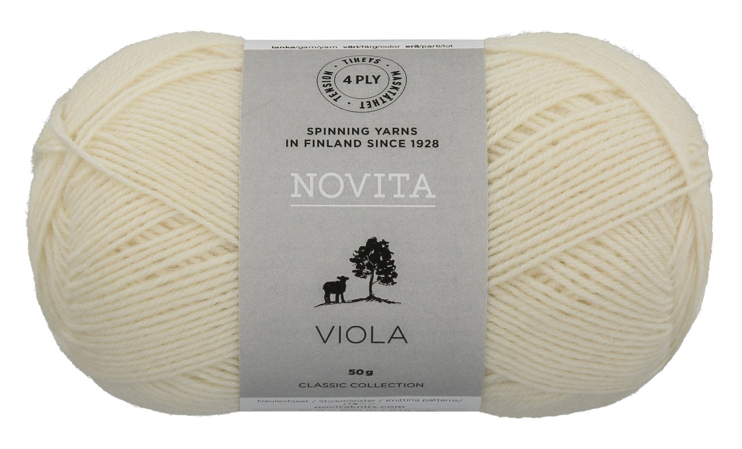 Novita Viola sokkenwol in wit - stevige 4-draads wol voor sokken en kleding