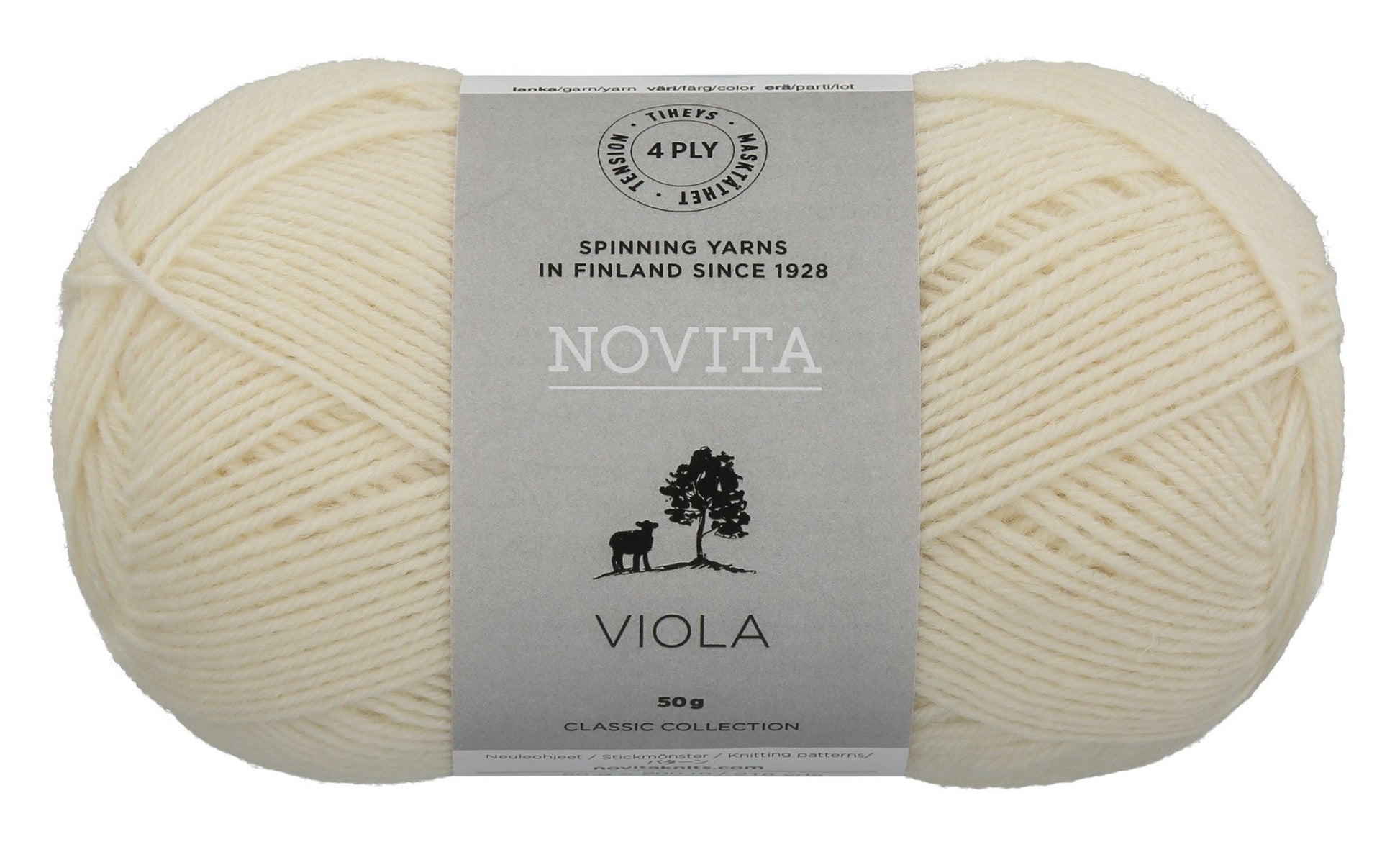 Novita Viola sokkenwol in wit - stevige 4-draads wol voor sokken en kleding