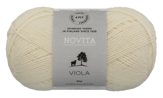 Novita Viola sokkenwol in wit - stevige 4-draads wol voor sokken en kleding