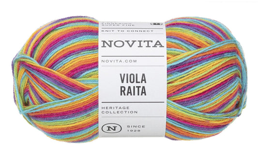 Novita Viola Raita sokkengaren in Rainbow - 400 meter per 100 gram