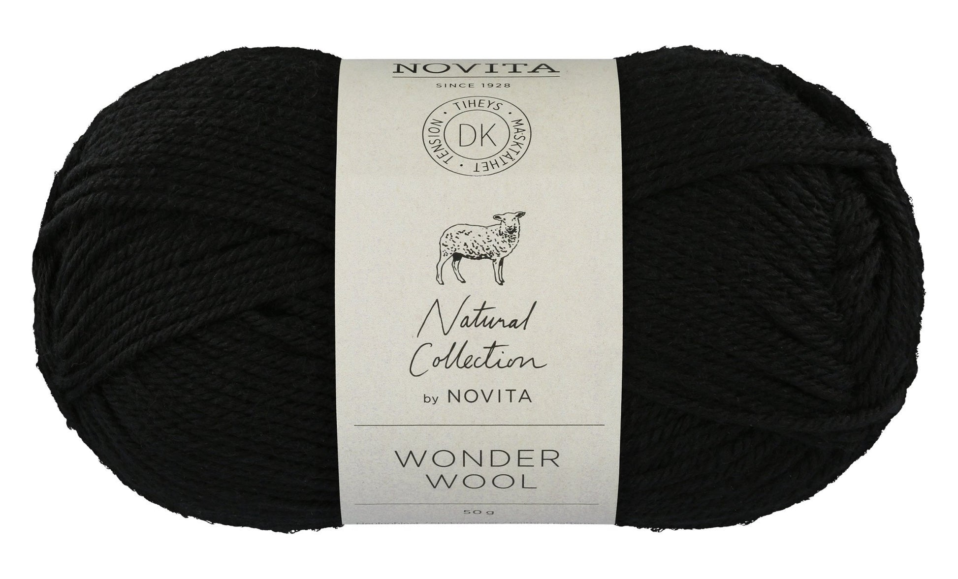 Novita Wonder Wool DK in Black 50gr. - Zacht en duurzaam 100% wolgaren voor breien en haken