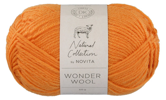 Novita Wonder Wool DK in Orange 50gr. - Zacht en duurzaam 100% wolgaren voor breien en haken