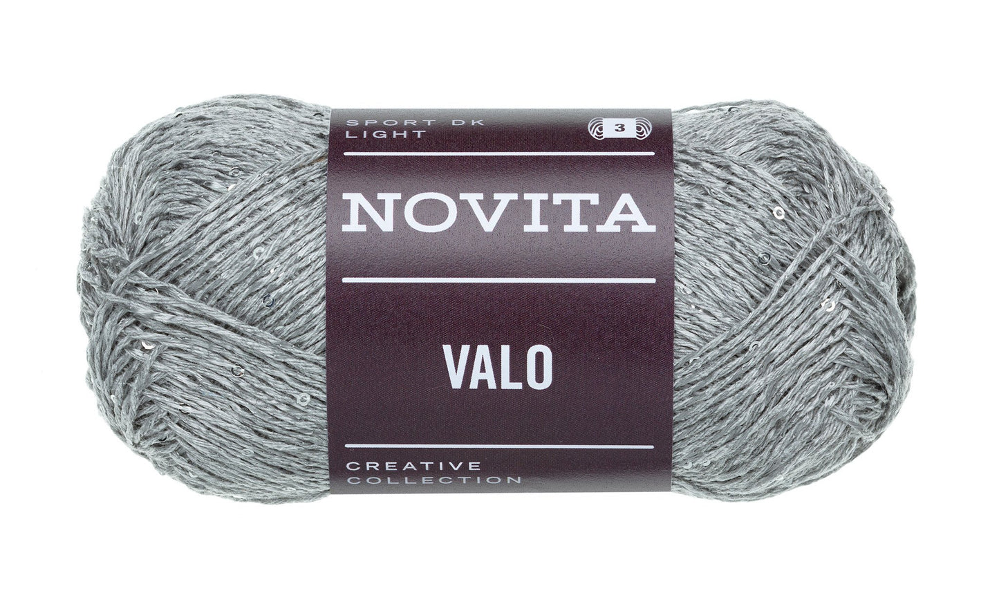 Novita Valo breigaren in fog - luchtig garen met subtiele pailletten voor elegante creaties