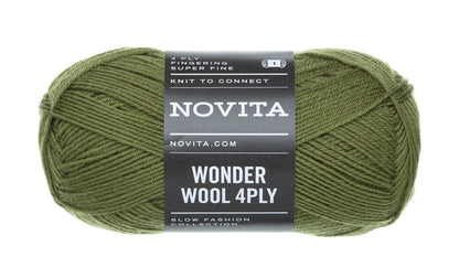 Novita Wonder Wool 4-ply in moss - soepel en gelijkmatig steekbeeld