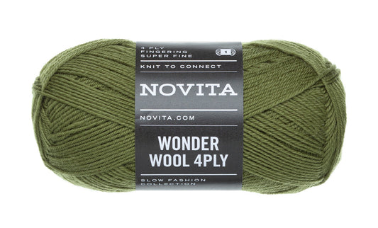 Novita Wonder Wool 4-ply in moss - soepel en gelijkmatig steekbeeld